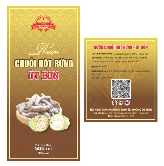 Nhãn rượu chuối hột rừng Út Hơn